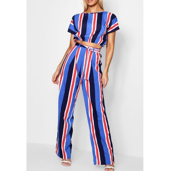 Boohoo Other - Boohoo | Stripe Woven Wide Leg Trouser Co-ord Set